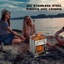 Portable Wood Burning Camp Stove, Large Folding Rocket Stove for Hiking Camping Picnic BBQ