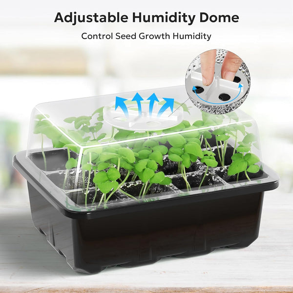 10 Packs Seed Starter Tray Seed Starter Kit with Humidity Dome (120 Cells Total Tray) Seed Starting Trays Plant Starter Kit and Base Mini Greenhouse Germination Kit for Seeds Growing Starting