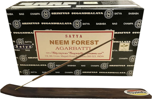 Incense Stick Holder Bundle with Satya Bangalore (BNG) Neem Foreset Incense Sticks - 12 Boxes X 15 Grams
