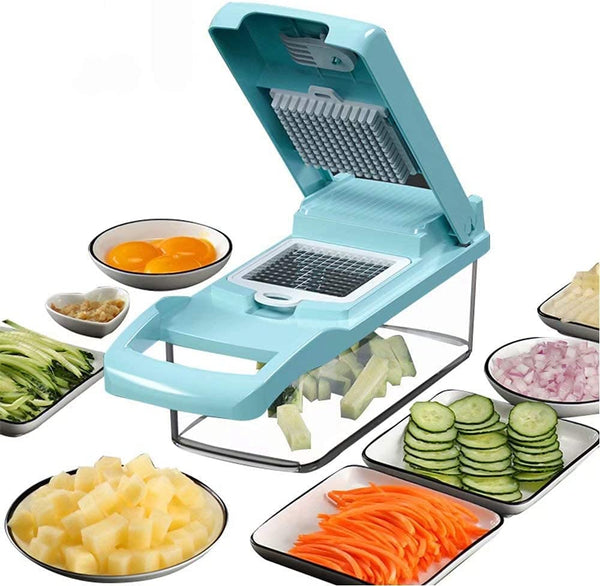 NC Vegetable Chopper Onion Dicer, Egg Separator Slicer, Cutter, with Container Cutter (Blue)