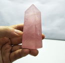 Rose Quartz Healing Crystal Wand Pointed & Faceted Prism Bar for Reiki Chakra Meditation Therapy Deco