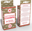 Egyptian Musk Champa 20 Incense Cones Each Long Lasting Aroma Stick Lasts 60+ Minutes Pure Ingredients Make These Agarbathi Perfect for Environmental Scenting and Aromatherapy