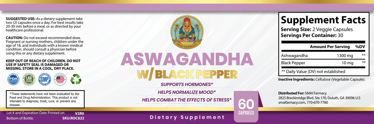 Organic Ashwagandha & Black pepper capsules